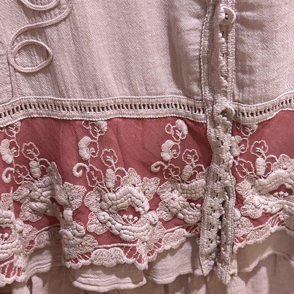 SOFT SURROUNDINGS Genevieve pink lilac asymmetrical hem dress lace crochet MED - Picture 7 of 12